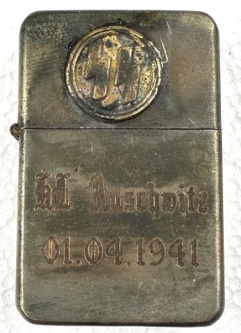 Concentration Camp AUSCHWITZ BIRKENAU WAFFEN SS Totenkopf guard commemorative zippo lighter 1941