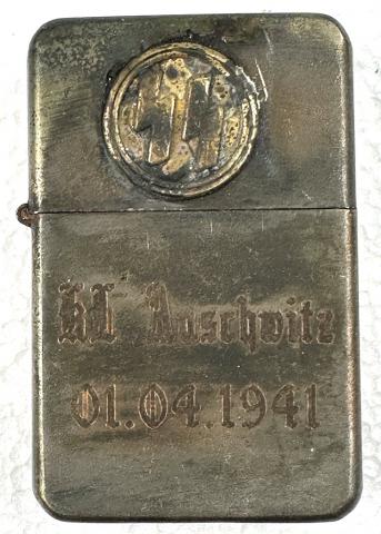 Concentration Camp AUSCHWITZ BIRKENAU WAFFEN SS Totenkopf guard commemorative zippo lighter 1941 Concentration Camp AUSCHWITZ BIRKENAU WAFFEN SS Totenkopf guard commemorative zippo lighter 1941