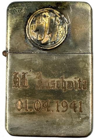 Concentration Camp AUSCHWITZ BIRKENAU WAFFEN SS Totenkopf guard commemorative zippo lighter 1941 Concentration Camp AUSCHWITZ BIRKENAU WAFFEN SS Totenkopf guard commemorative zippo lighter 1941