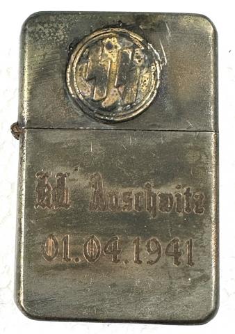 Concentration Camp AUSCHWITZ BIRKENAU WAFFEN SS Totenkopf guard commemorative zippo lighter 1941 Concentration Camp AUSCHWITZ BIRKENAU WAFFEN SS Totenkopf guard commemorative zippo lighter 1941