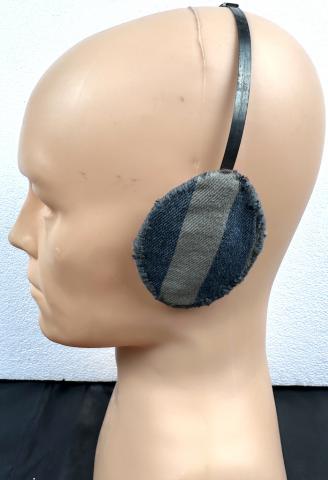 Concentration camp AUSCHWITZ inmate hand made earmuff ear protection made in camp uniform Concentration camp AUSCHWITZ inmate hand made earmuff ear protection made in camp uniform