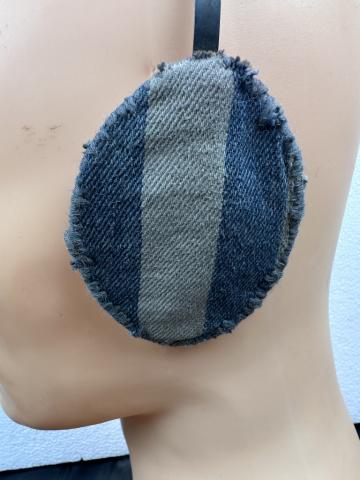 Concentration camp AUSCHWITZ inmate hand made earmuff ear protection made in camp uniform Concentration camp AUSCHWITZ inmate hand made earmuff ear protection made in camp uniform