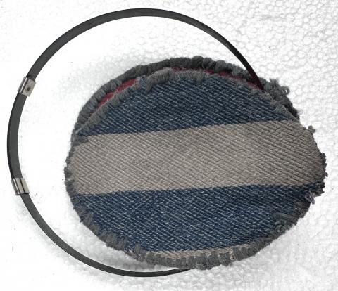 Concentration camp AUSCHWITZ inmate hand made earmuff ear protection made in camp uniform Concentration camp AUSCHWITZ inmate hand made earmuff ear protection made in camp uniform