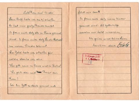 Concentration Camp AUSCHWITZ inmate letter feldpost holocaust Pole
