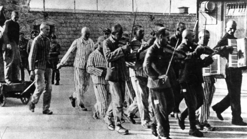 Concentration Camp AUSCHWITZ musical band inmates music sheet stamped