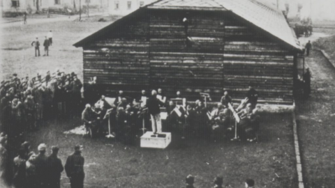 Concentration Camp AUSCHWITZ musical band inmates music sheet stamped