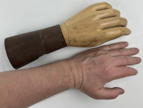 Concentration Camp AUSCHWITZ Old wooden hand prosthesis Inmate Holocaust