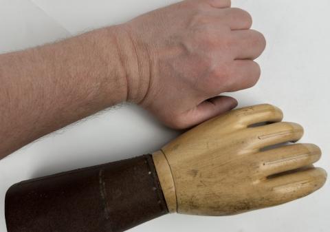 Concentration Camp AUSCHWITZ Old wooden hand prosthesis Inmate Holocaust