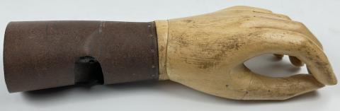 Concentration Camp AUSCHWITZ Old wooden hand prosthesis Inmate Holocaust