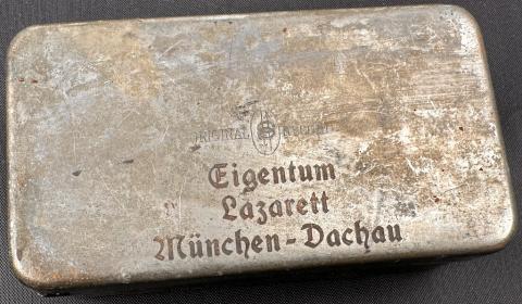 Concentration Camp Dachau Waffen SS Totenkopf guard lazarett SS school metal case commemorative