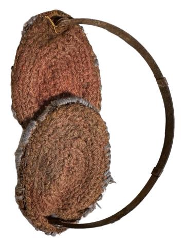 Concentration camp inmate hand made earmuff ear protection made in camp uniform UNIQUE!