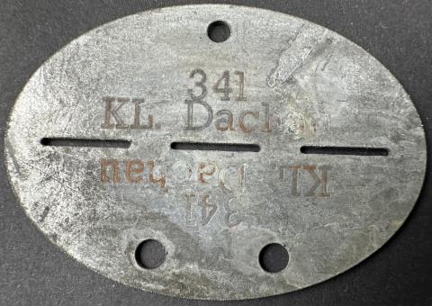 Concentration Camp KL KZ DACHAU Waffen SS Totenkopf GUARD metal dogtag ID