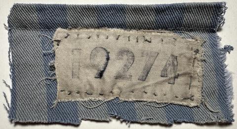 Concentration Camp KL KZ inmate uniform jacket PATCH ID ripped Holocaust