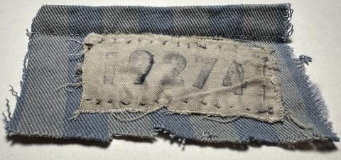 Concentration Camp KL KZ inmate uniform jacket PATCH ID ripped Holocaust