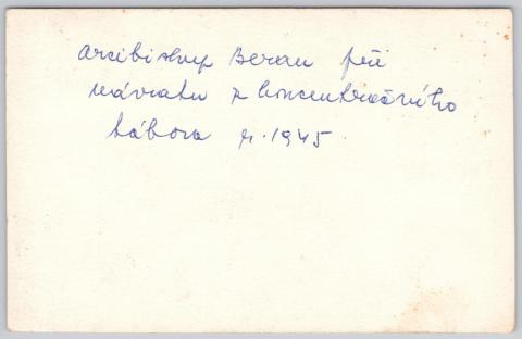 Dachau concentration camp Archbishop Josef Beran on liberation in 1945 photo written on back 