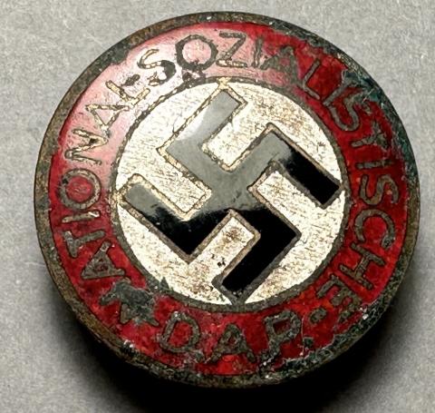 early RARE NSDAP membership badge back round pin by RZM marked