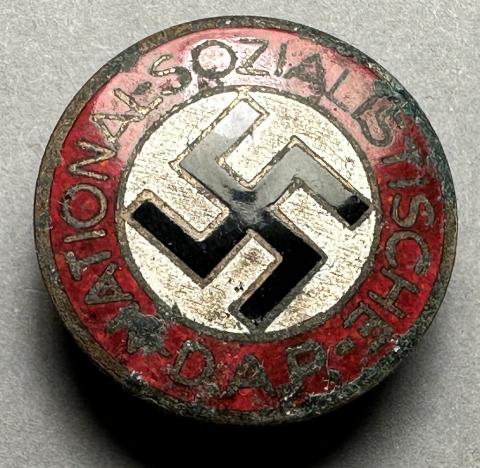 early RARE NSDAP membership badge back round pin by RZM marked