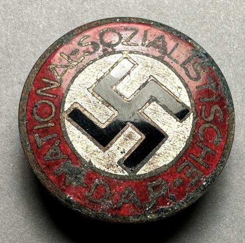 early RARE NSDAP membership badge back round pin by RZM marked