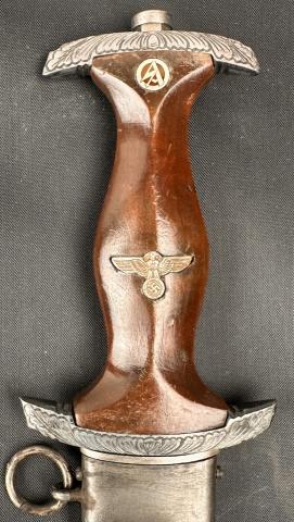SA Honour honor presentation dagger GEBR.BORN soligen swastika oakloaves engraves leather scabbard