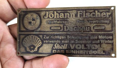 Forced Labor BMW SHELL waffen werke machine metal plate RARE