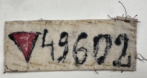 FULL RESEARCHED Concentration Camp BUCHENWALD uniform PATCH ID with political red triangle documents