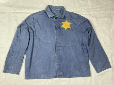 Ghetto WORN jacket with a STAR OF DAVID JUDE Jew Jewish Holocaust patch getto LODZ