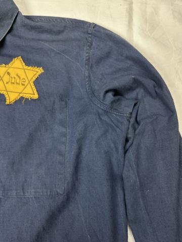 Ghetto WORN jacket with a STAR OF DAVID JUDE Jew Jewish Holocaust patch getto LODZ