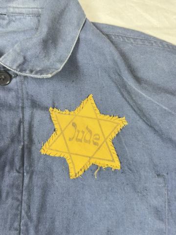 Ghetto WORN jacket with a STAR OF DAVID JUDE Jew Jewish Holocaust patch getto LODZ