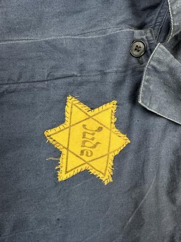 Ghetto WORN jacket with a STAR OF DAVID JUDE Jew Jewish Holocaust patch getto LODZ