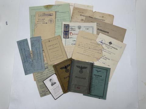 GROUPING Documents and ID from one soldier Panzer division Soldbuch Wehrpass iron cross award etc