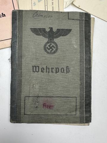 GROUPING Documents and ID from one soldier Panzer division Soldbuch Wehrpass iron cross award etc