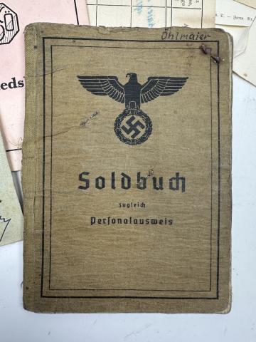 GROUPING Documents and ID from one soldier Panzer division Soldbuch Wehrpass iron cross award etc