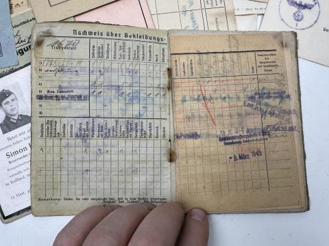 GROUPING Documents and ID from one soldier Panzer division Soldbuch Wehrpass iron cross award etc