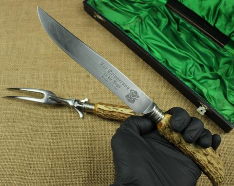 Hermann Goering personal house CARINHALL hunting trophee Jagerschaft meat set deer horn case silverware