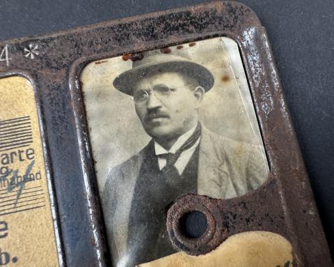 Holocaust German company Vermos AG Koln concentration camp forced labour metal ID photo