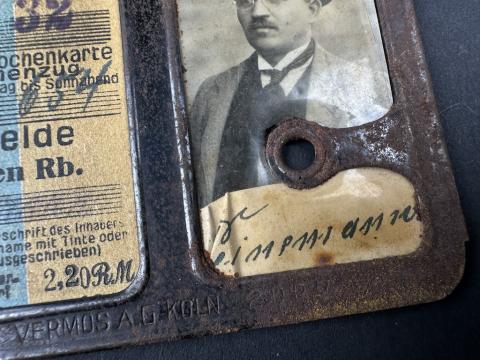 Holocaust German company Vermos AG Koln concentration camp forced labour metal ID photo