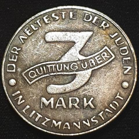 Holocaust Jew Deportation Ghetto coin token Jew getto LODZ litzmannstadt