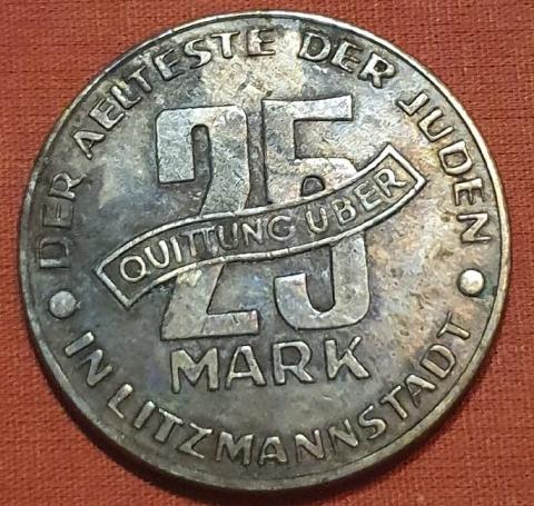 Holocaust Jew Deportation Ghetto coin token Jew getto LODZ litzmannstadt