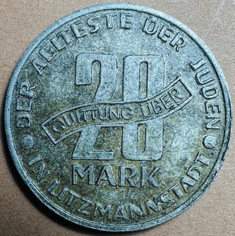 Holocaust Jew Jewish Ghetto Getto coin 20 mark juden token WW2
