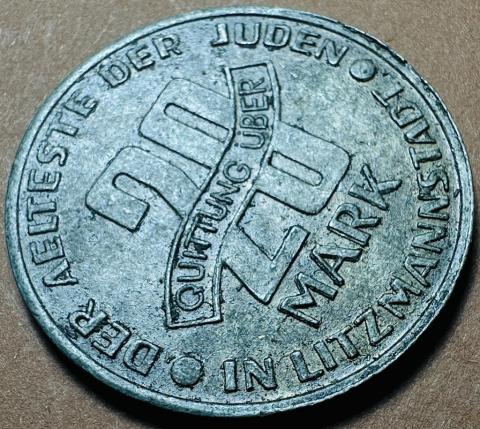 Holocaust Jew Jewish Ghetto Getto coin 20 mark juden token WW2