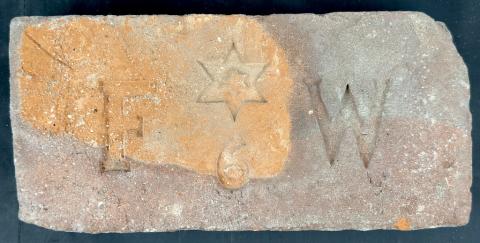 Holocaust Jewish synaguoge in Prague brick part with STAR OF DAVID from demolition 