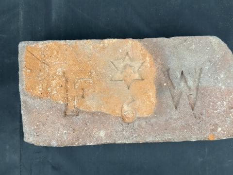 Holocaust Jewish synaguoge in Prague brick part with STAR OF DAVID from demolition Holocaust Jewish synaguoge in Prague brick part with STAR OF DAVID from demolition
