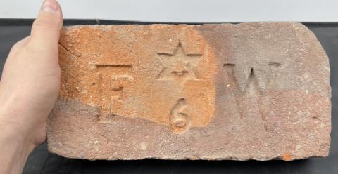 Holocaust Jewish synaguoge in Prague brick part with STAR OF DAVID from demolition Holocaust Jewish synaguoge in Prague brick part with STAR OF DAVID from demolition