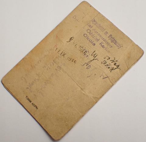 Holocaust Werk Ausweis Bromberg Polish forced labour ID with photo stamped