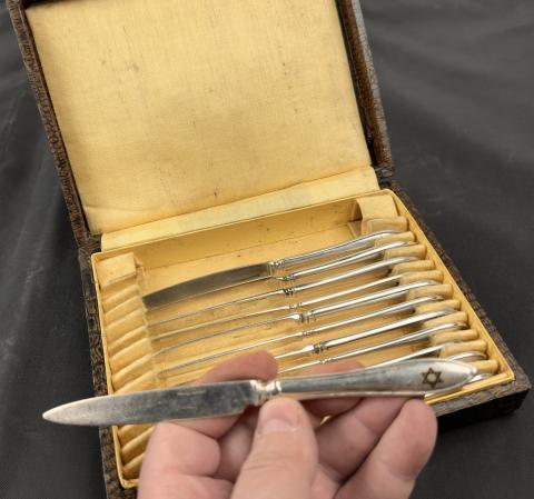 Star of David Theresienstadt Ghetto silverware jew jewish Czech Teresin camp