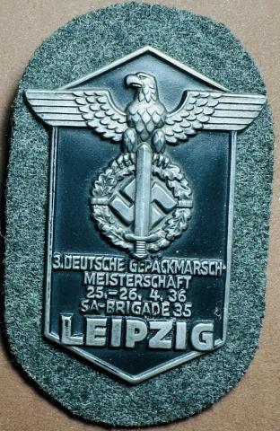 LEIPZIG SA Brigade 1935 1936 early paramilitary Third Reich shield badge award