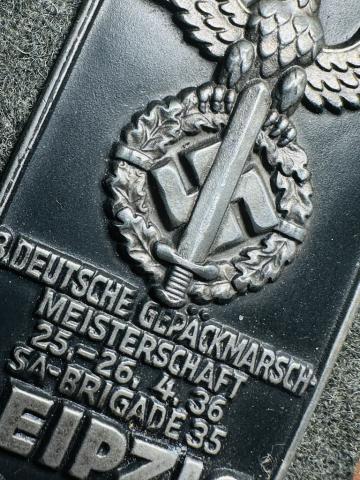 LEIPZIG SA Brigade 1935 1936 early paramilitary Third Reich shield badge award