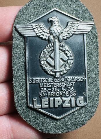 LEIPZIG SA Brigade 1935 1936 early paramilitary Third Reich shield badge award