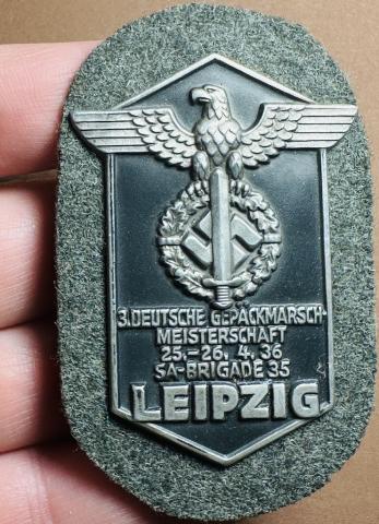 LEIPZIG SA Brigade 1935 1936 early paramilitary Third Reich shield badge award