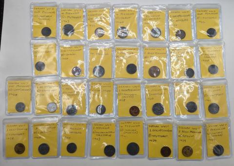 LOF of 30 WW2 German Nazi Third Reich coins with SWASTIKA MINT